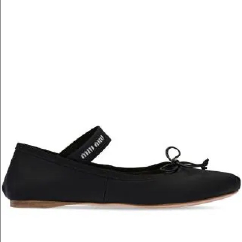 MIU MIU Satin Ballerina Flats Black